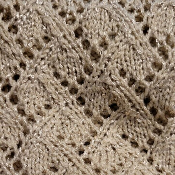 Woman's Sz S Beige Poly. Blend/Metallic Long Sleeve Pullover Sweater by MAUNCES - Picture 6 of 6